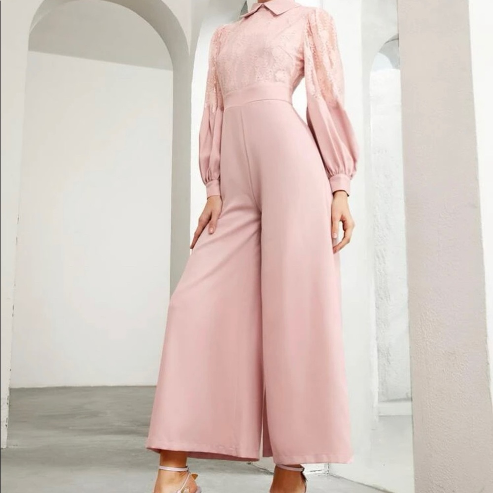 Wide leg pink jumpsuit - SHEIN